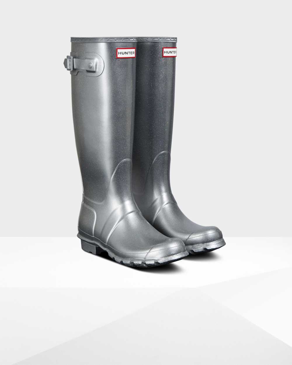 Hunter Original Tall Cosmic Glitter Women's Rain Boots NZ-25157K Silver